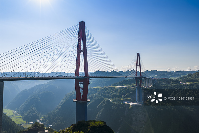 贵州龙里河大桥 世界首座高山峡谷景观桥航拍图片素材
