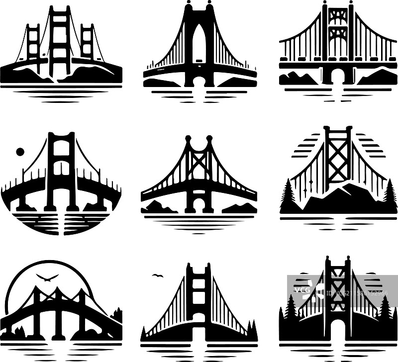 桥梁图标剪影设计图片素材