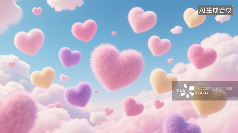 【AI数字艺术】梦幻爱心漂浮记图片素材