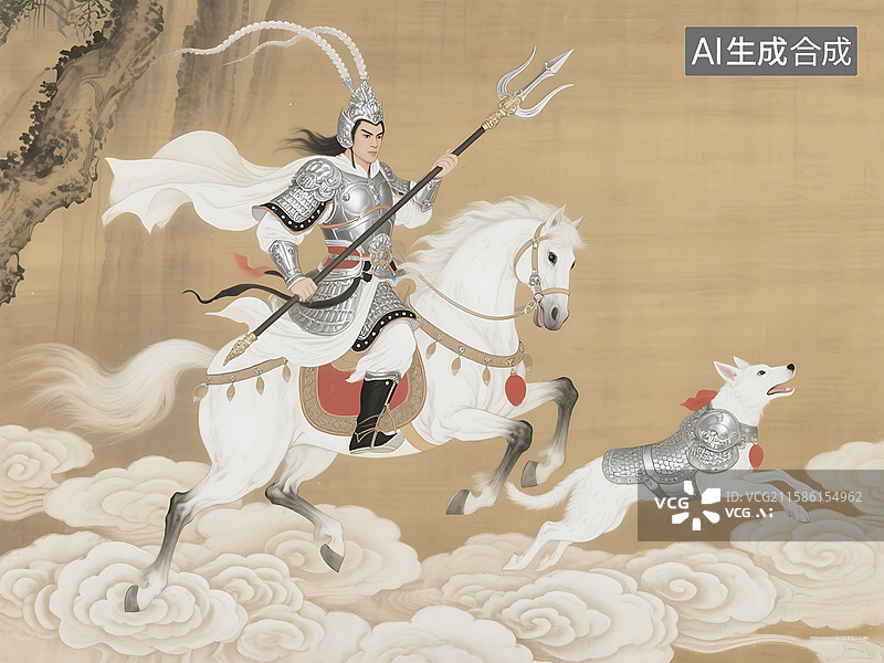 【AI数字艺术】封神榜 二郎神 杨戬 哮天犬 狗 神仙图片素材