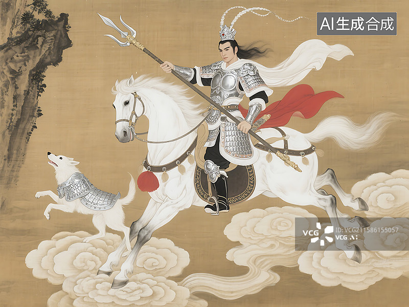 【AI数字艺术】封神榜 二郎神 杨戬 哮天犬 狗 神仙图片素材