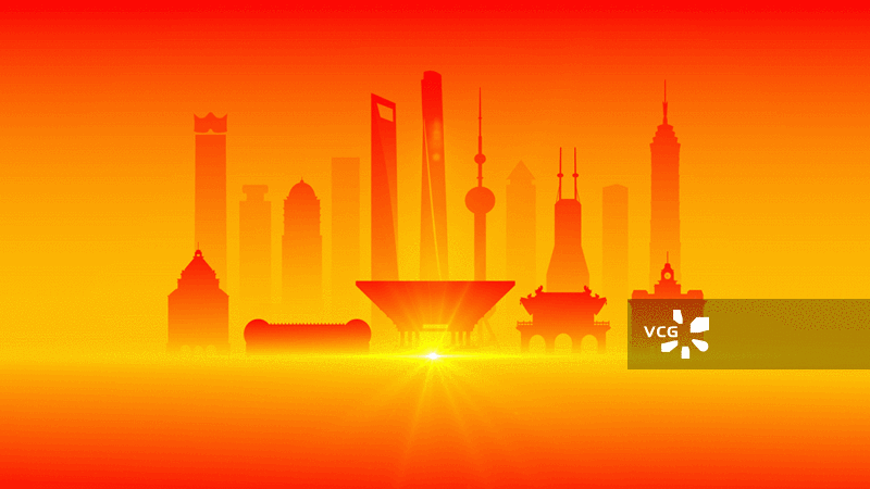 上海国庆节春节红色喜庆动画片头图片素材