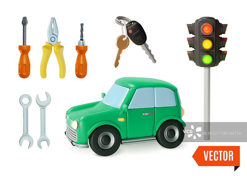 3D 道路规则或修理概念交通信号灯图片素材