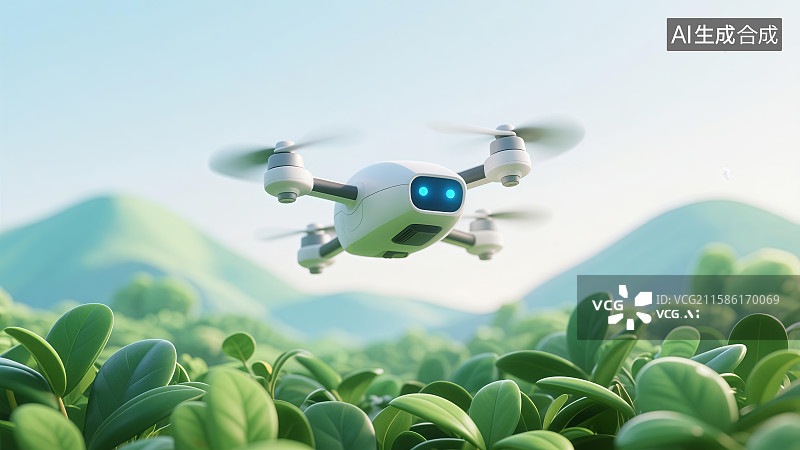 【AI数字艺术】低空经济——田园风光无人机巡航 科技赋能绿色智慧农业图片素材