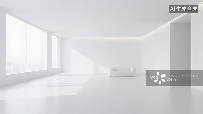 【AI数字艺术】简约现代室内空间图片素材