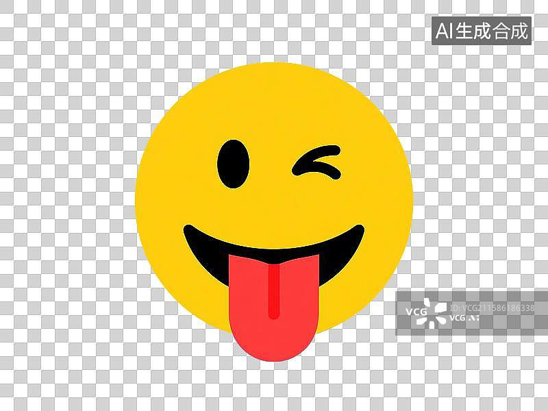 【AI数字艺术】黄色笑脸配红色舌头的有趣扁平插图图片素材