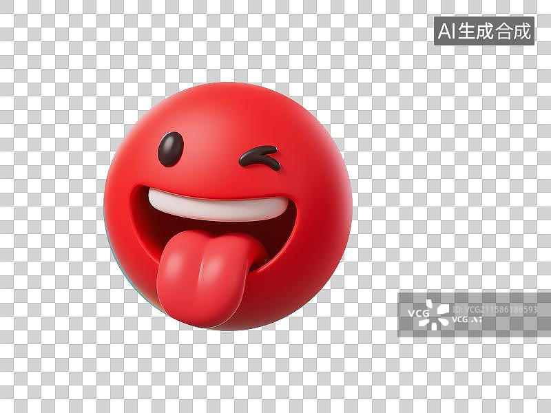 【AI数字艺术】3d渲染红色笑脸表情包图片素材