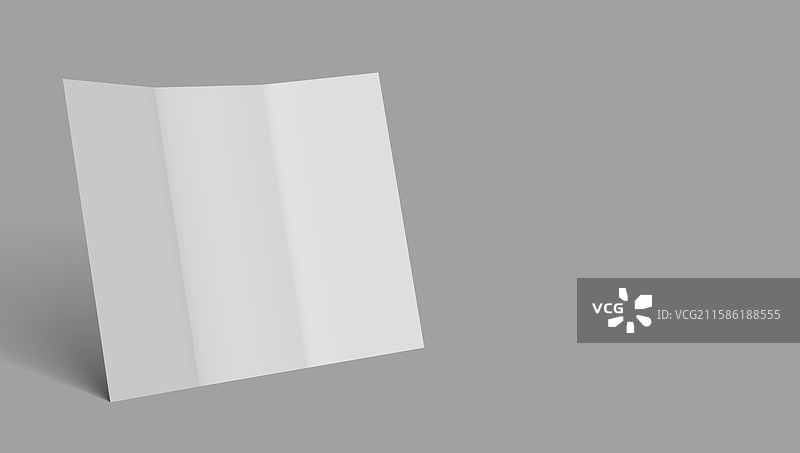 白色空白的三折面板，带有阴影图片素材