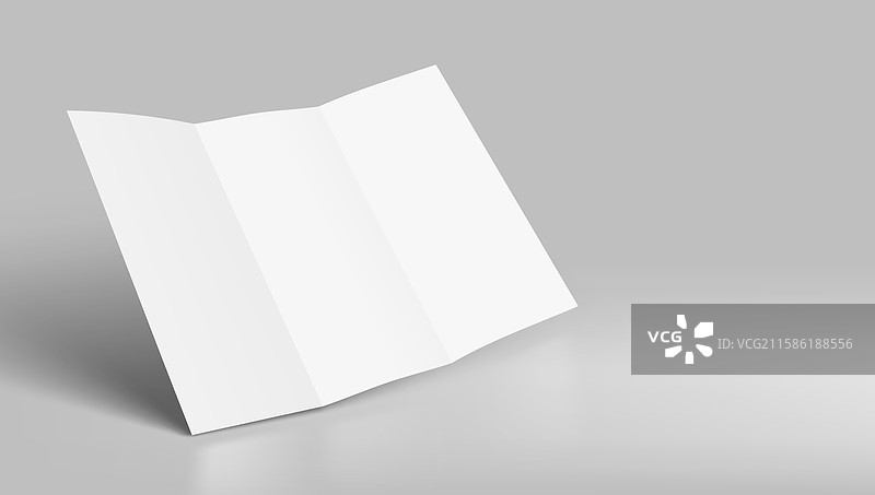 白色空白的三折面板，带有阴影图片素材