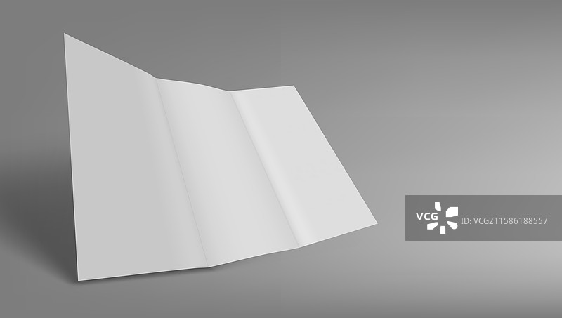 白色空白的三折面板，带有阴影图片素材