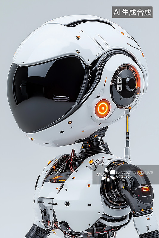 【AI数字艺术】白色科技机器人金属质感画面图片素材