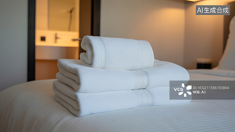 【AI数字艺术】整洁的白色毛巾叠放图片素材
