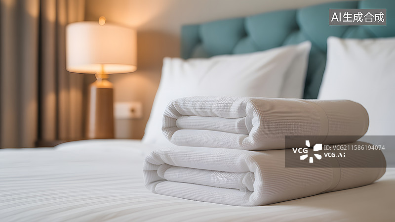 【AI数字艺术】整洁的卧室床铺图片素材