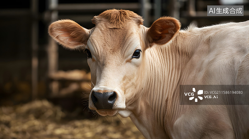【AI数字艺术】棕色奶牛特写图片素材