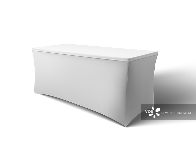 展会桌配有白色拉伸布罩图片素材