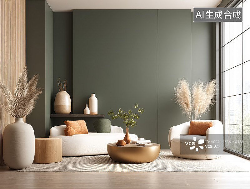 【AI数字艺术】现代简约客厅布置图片素材