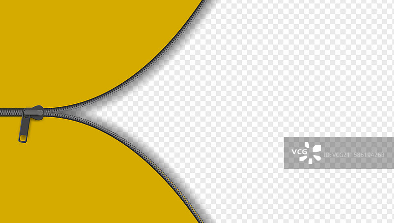 打开拉链的纺织覆盖物元素，孤立展示图片素材