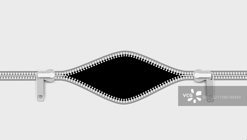 打开拉链的纺织覆盖物元素，孤立展示图片素材