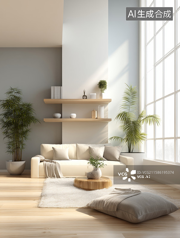 【AI数字艺术】现代简约客厅布置图片素材
