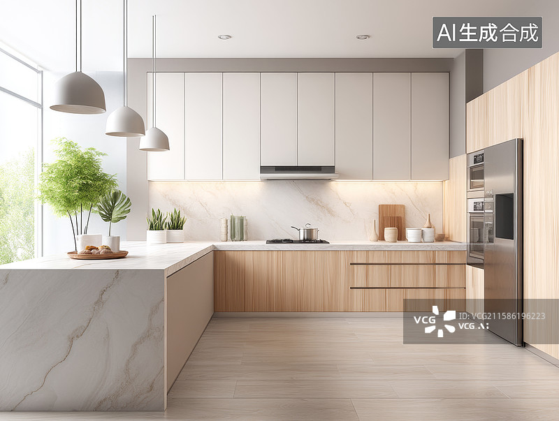 【AI数字艺术】现代简约厨房设计图片素材