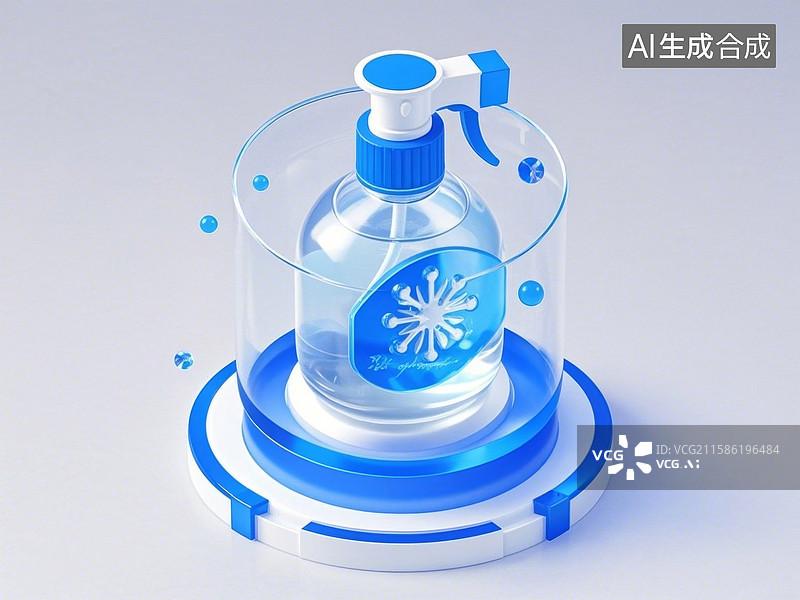 【AI数字艺术】蓝色喷雾瓶展示图图片素材