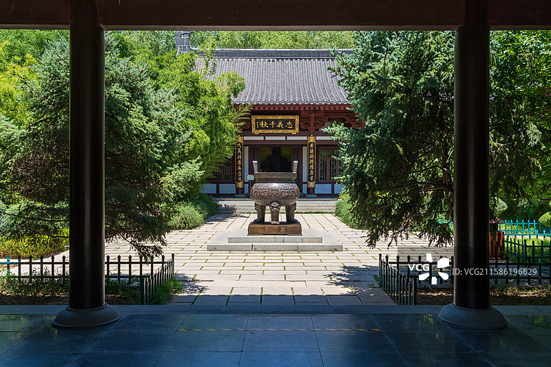 山东省济南市五龙潭公园，秦琼祠，连廊，正厅图片素材