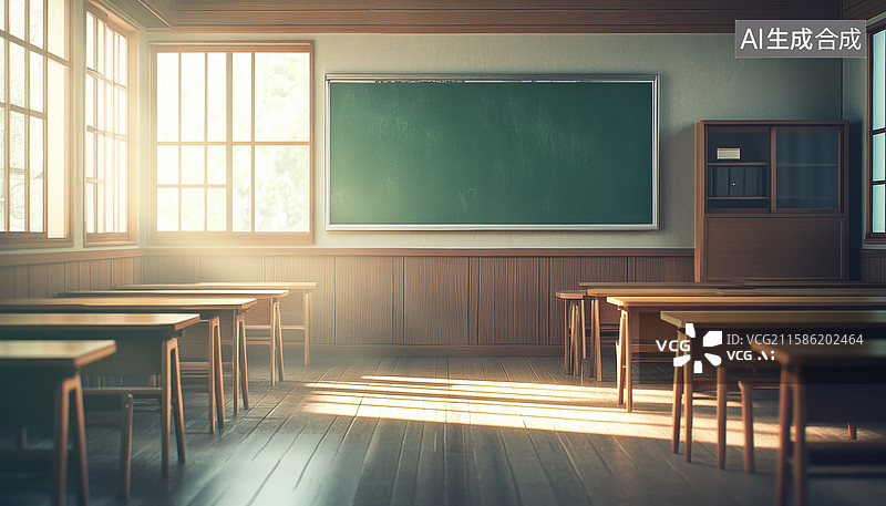 【AI数字艺术】宁静的教室：知识与梦想的起点图片素材