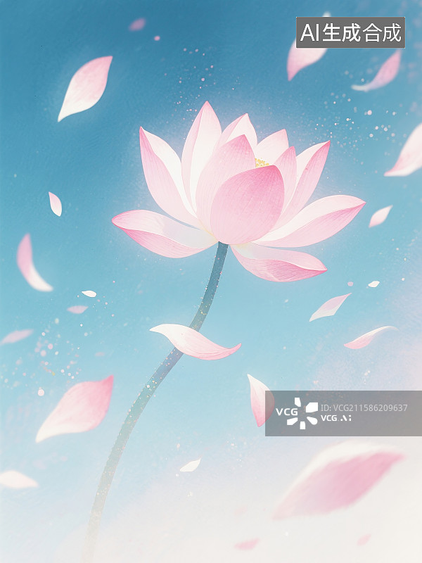 【AI数字艺术】莲花飘落的背景图花瓣图片素材