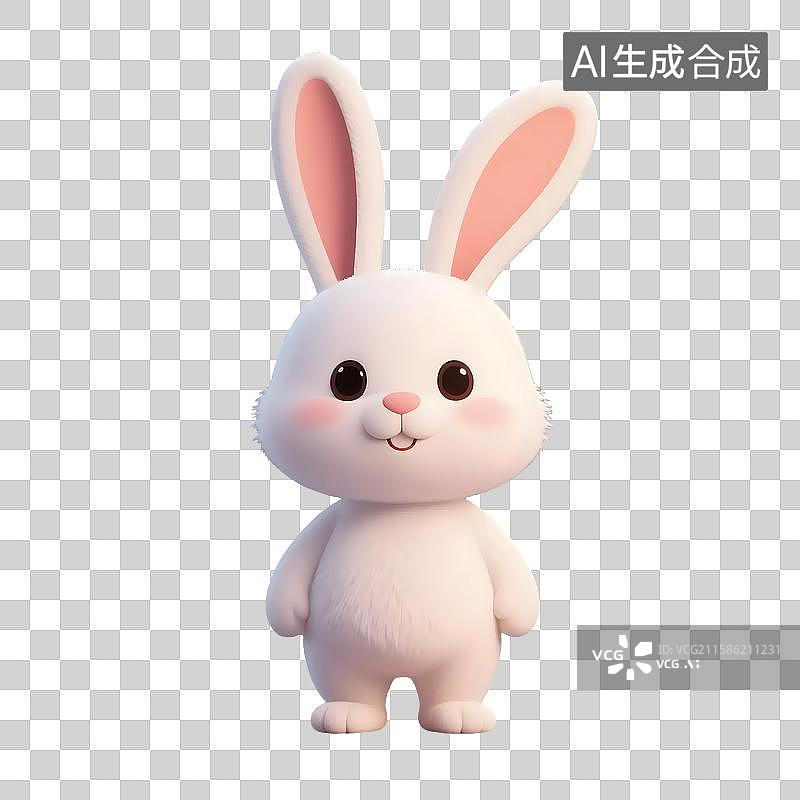【AI数字艺术】站立的可爱的毛绒绒兔子图片素材