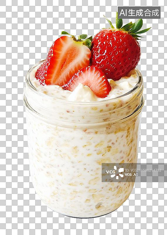 【AI数字艺术】草莓燕麦奶昔，健康饮食，混合饮料图片素材
