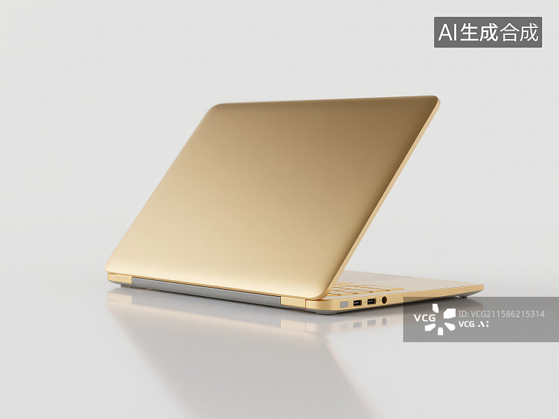 【AI数字艺术】立体金色笔记本电脑图片素材
