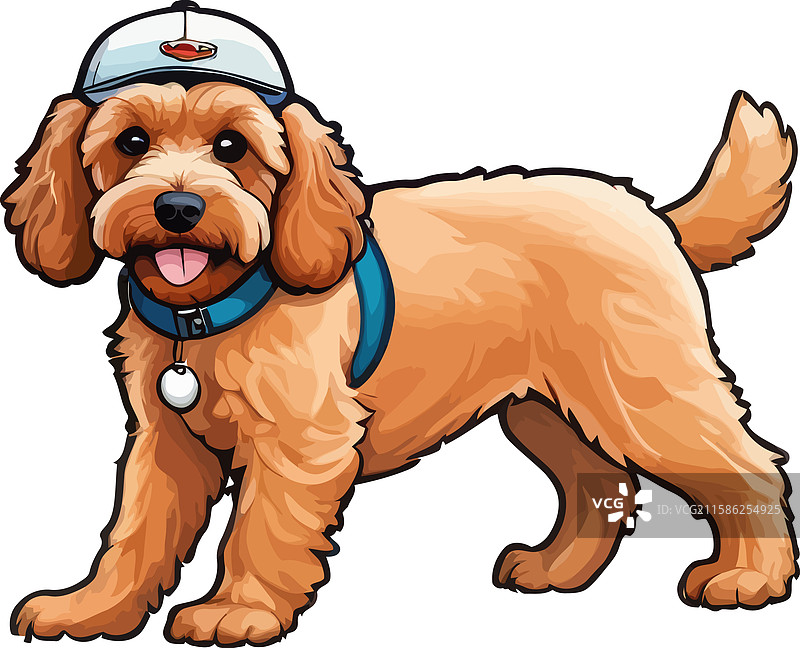 杏色可卡犬小狗数字艺术图片素材