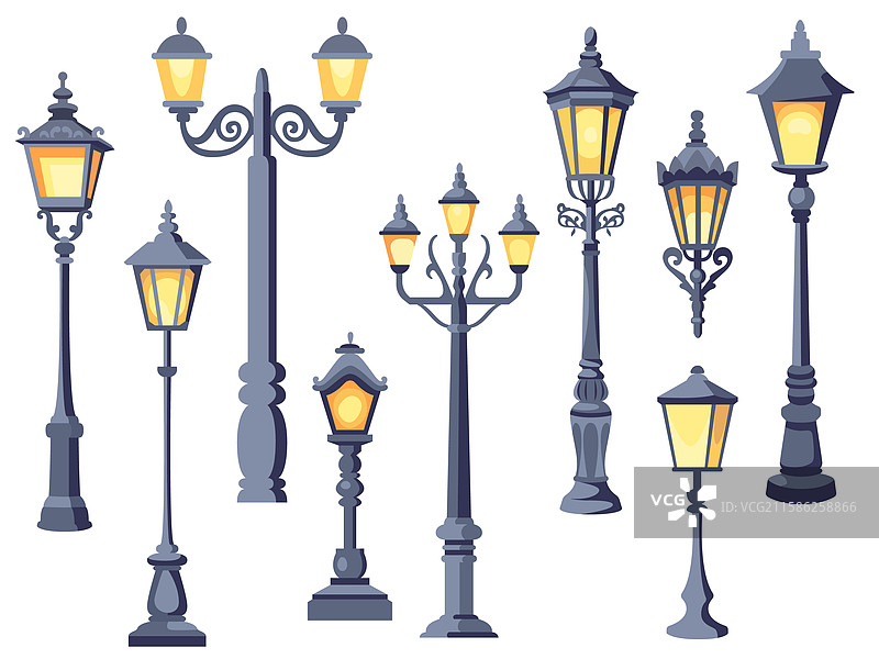 复古街灯老城区公园灯光图片素材