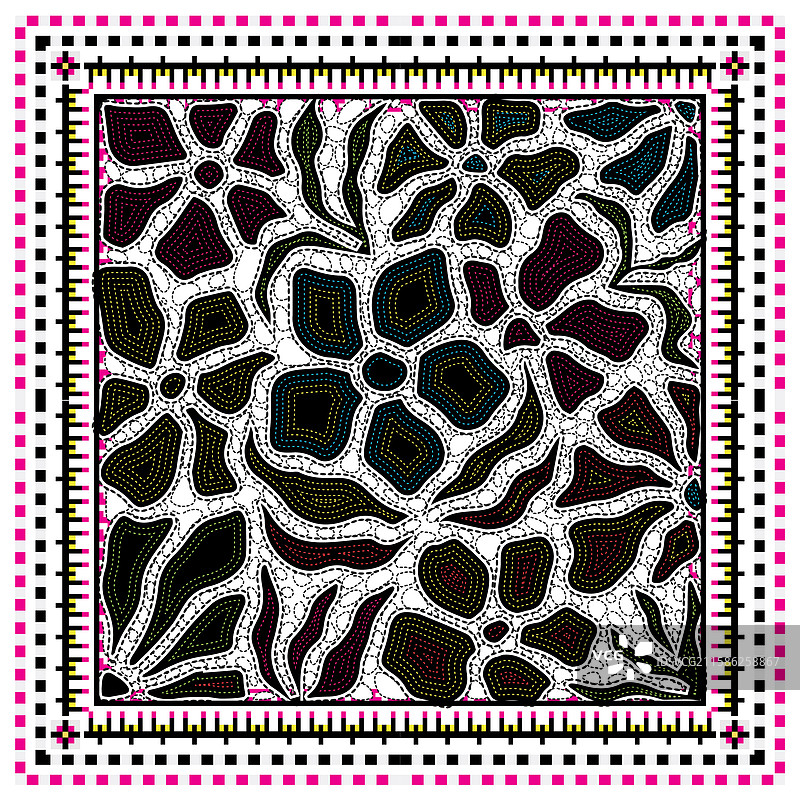 点线缝合印花图案设计图片素材