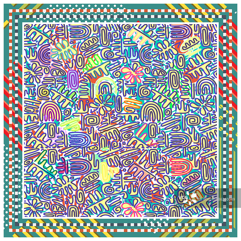 充满活力的几何形状，带有方形边框图片素材