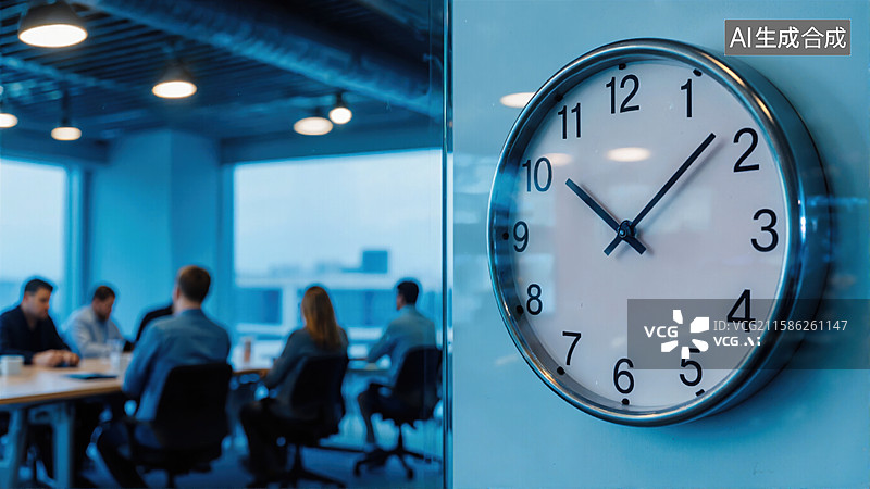 【AI数字艺术】会议室里的时钟图片素材