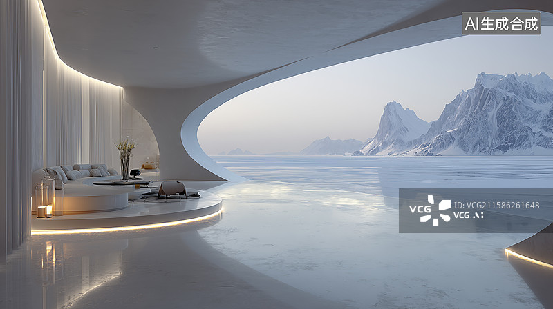 【AI数字艺术】未来圆形家居概念设计图片素材