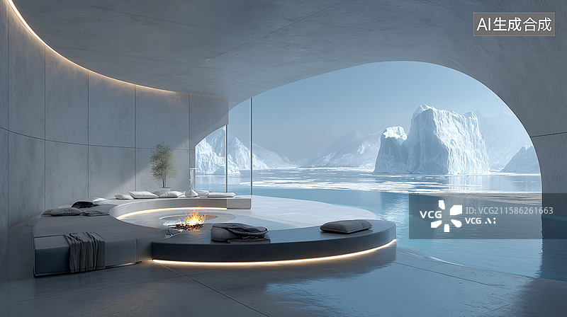【AI数字艺术】未来圆形家居概念设计图片素材