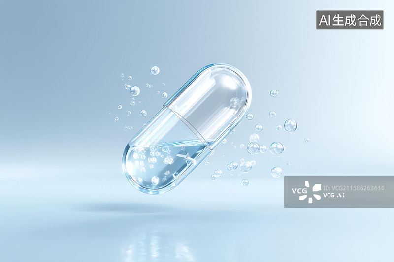 【AI数字艺术】透明胶囊悬浮气泡科技概念图图片素材