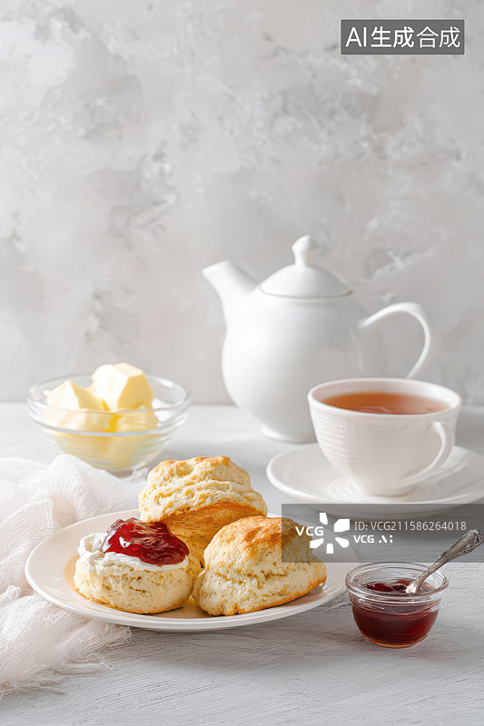 【AI数字艺术】英式下午茶餐具美食摆拍图图片素材