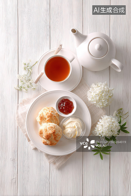 【AI数字艺术】英式下午茶餐具美食摆拍图图片素材