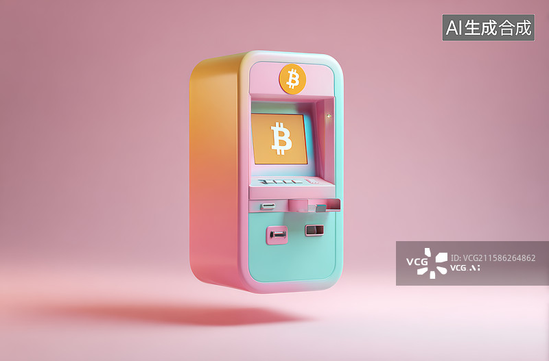 【AI数字艺术】比特币ATM机的现代设计图片素材