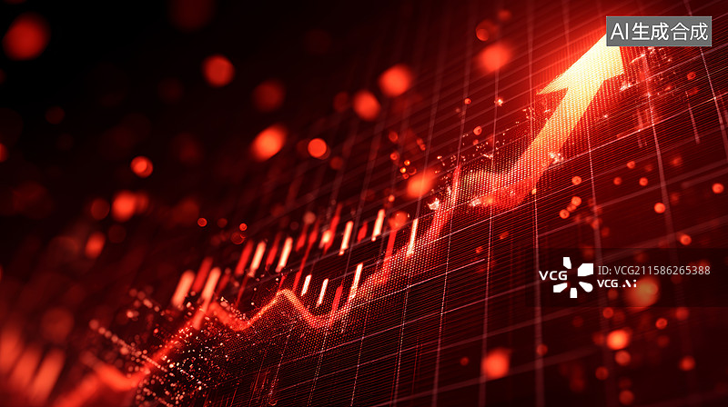 【AI数字艺术】红色股市图表与上升箭头图片素材