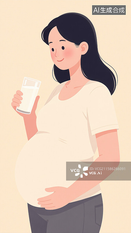 【AI数字艺术】孕妇手持牛奶补充营养图片素材