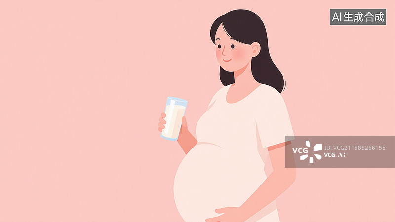 【AI数字艺术】孕妇手持牛奶补充营养图片素材