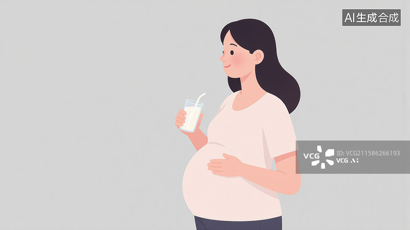 【AI数字艺术】孕妇手持牛奶补充营养图片素材