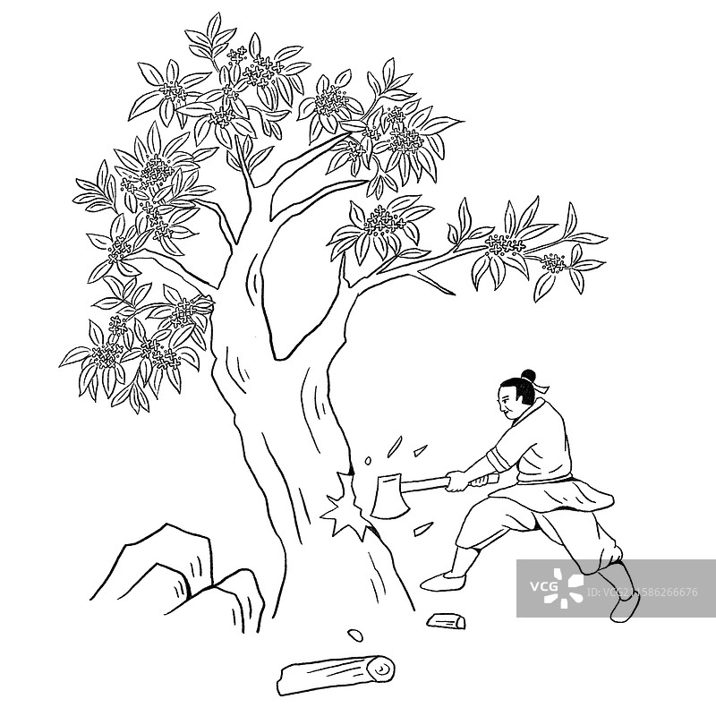 吴刚伐桂树图片素材