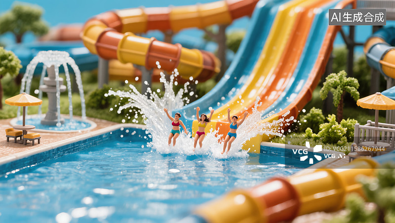 【AI数字艺术】水上乐园欢乐畅游图片素材
