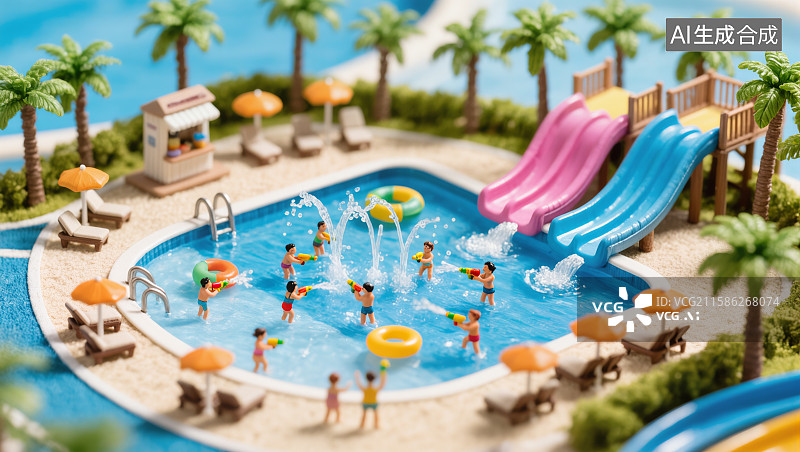 【AI数字艺术】水上乐园欢乐畅游图片素材