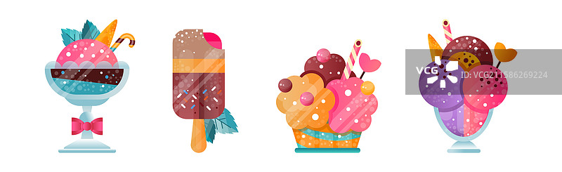 冰淇淋，甜美的冷冻甜点，上面撒有糖屑图片素材